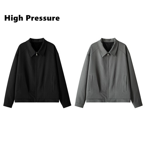 High Pressure美式简约纯色休闲西装翻领夹克男复古宽松百搭外套