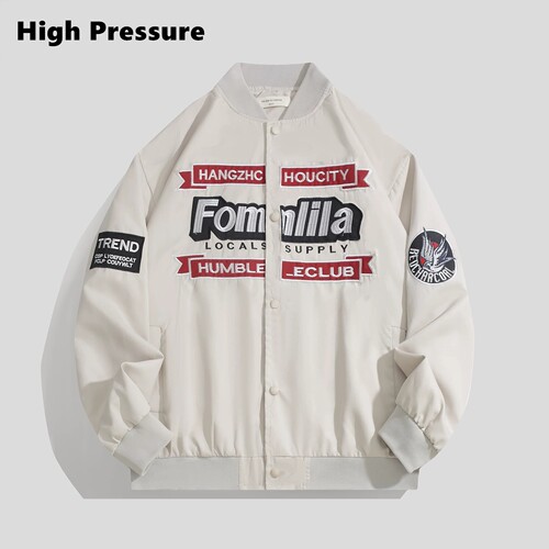 High Pressure美式复古休闲重磅飞行夹克春秋季宽松刺绣外套