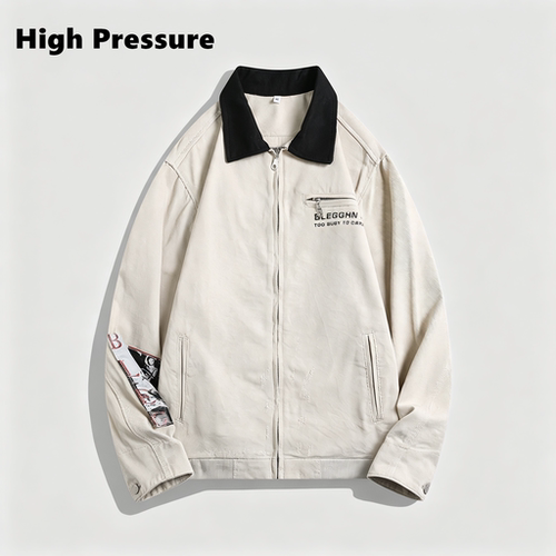 High Pressure美式复古人物印花底特律贴布工装夹克cleanfit外套