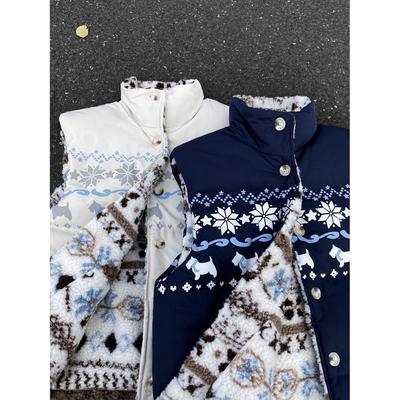 High Pressure双面穿摇粒绒棉服马甲冬季美式费尔岛叠穿无袖外套