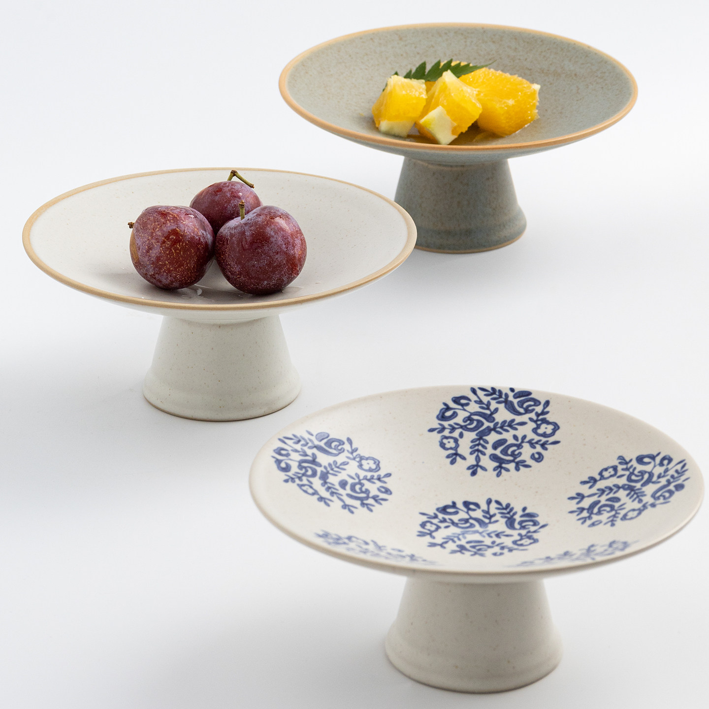 日式陶瓷粗陶盘子点心盘寿司碟高脚盘家用高足盘茶道干果盘茶点盘