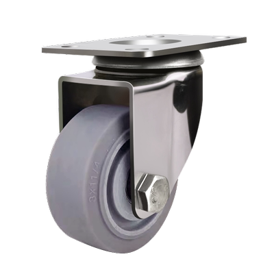 中型304不锈钢脚轮灰色橡胶静音