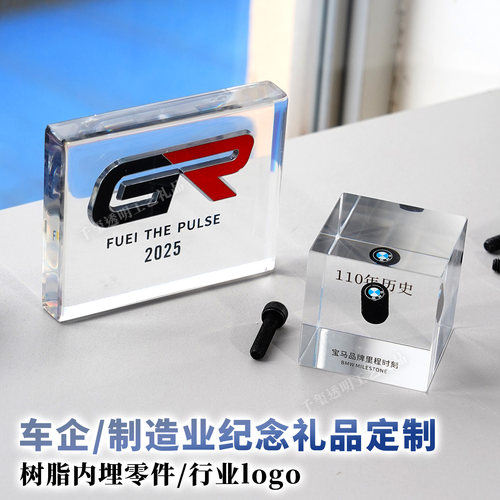 汽车企业创意礼品定制制造业荣誉奖牌 树脂内埋零件logo纪念摆件