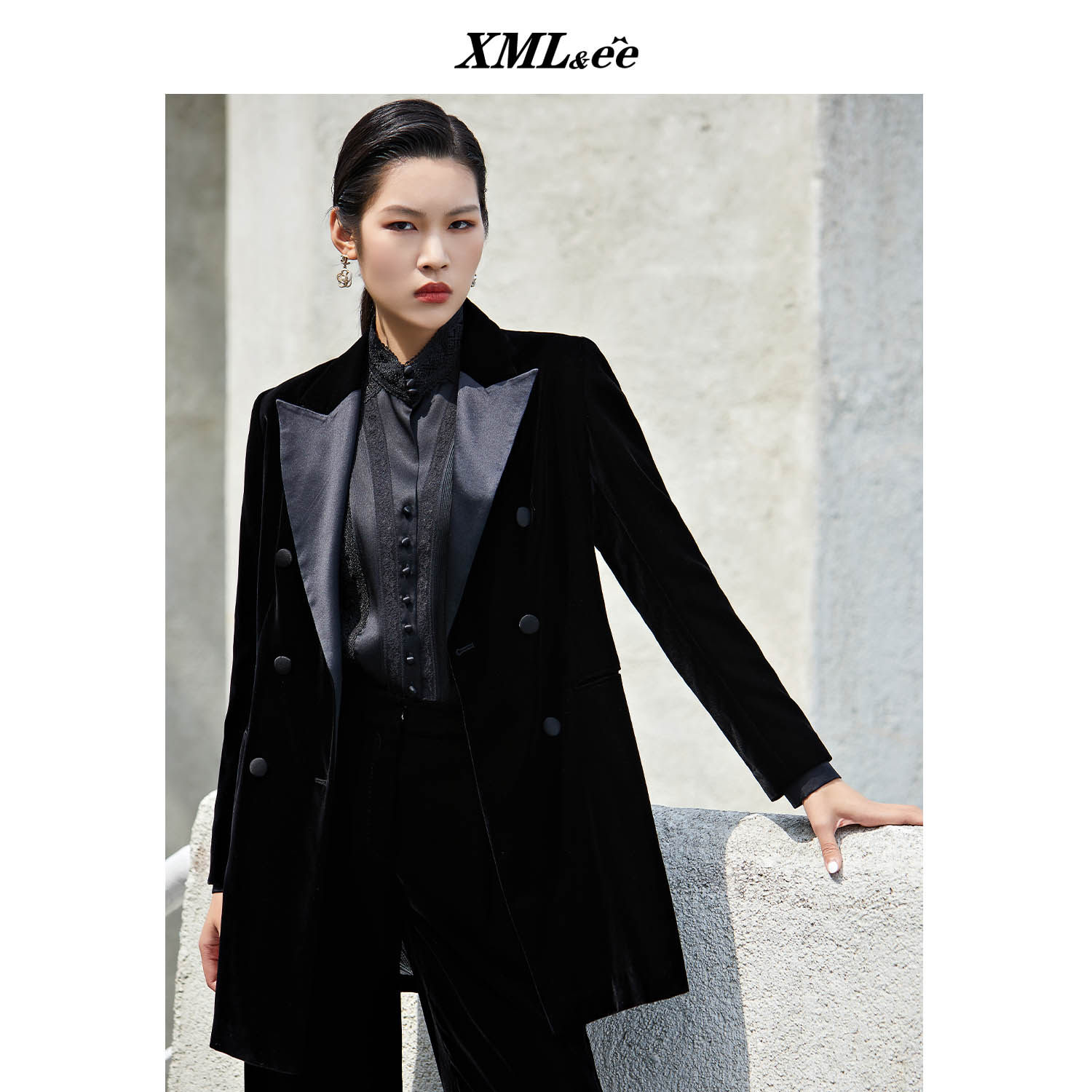 xmlee艾米尔女装春季新品丨轻奢气质高级感纯色修身西装外套上衣