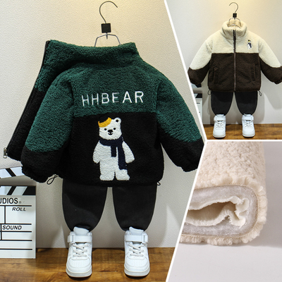 男童冬装加厚毛毛衣棉衣2025新款儿童外套卡通宝宝舒适棉袄潮