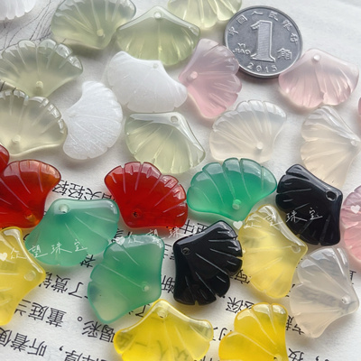 15*20mm天然玛瑙双面银杏叶发簪吊坠配件创意DIY服装挂件饰品配件