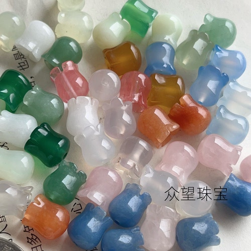 9*10mm天然白玛瑙铃兰 粉晶铃兰花朵diy古风发簪吊坠饰品配件