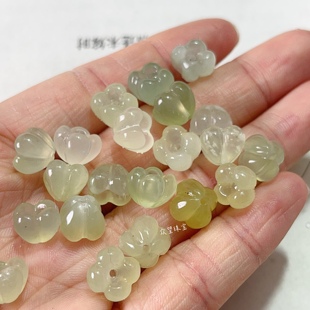 天然岫玉天青冻小桂花吊坠DIY手工饰品手链水晶玉石提溜配件隔珠