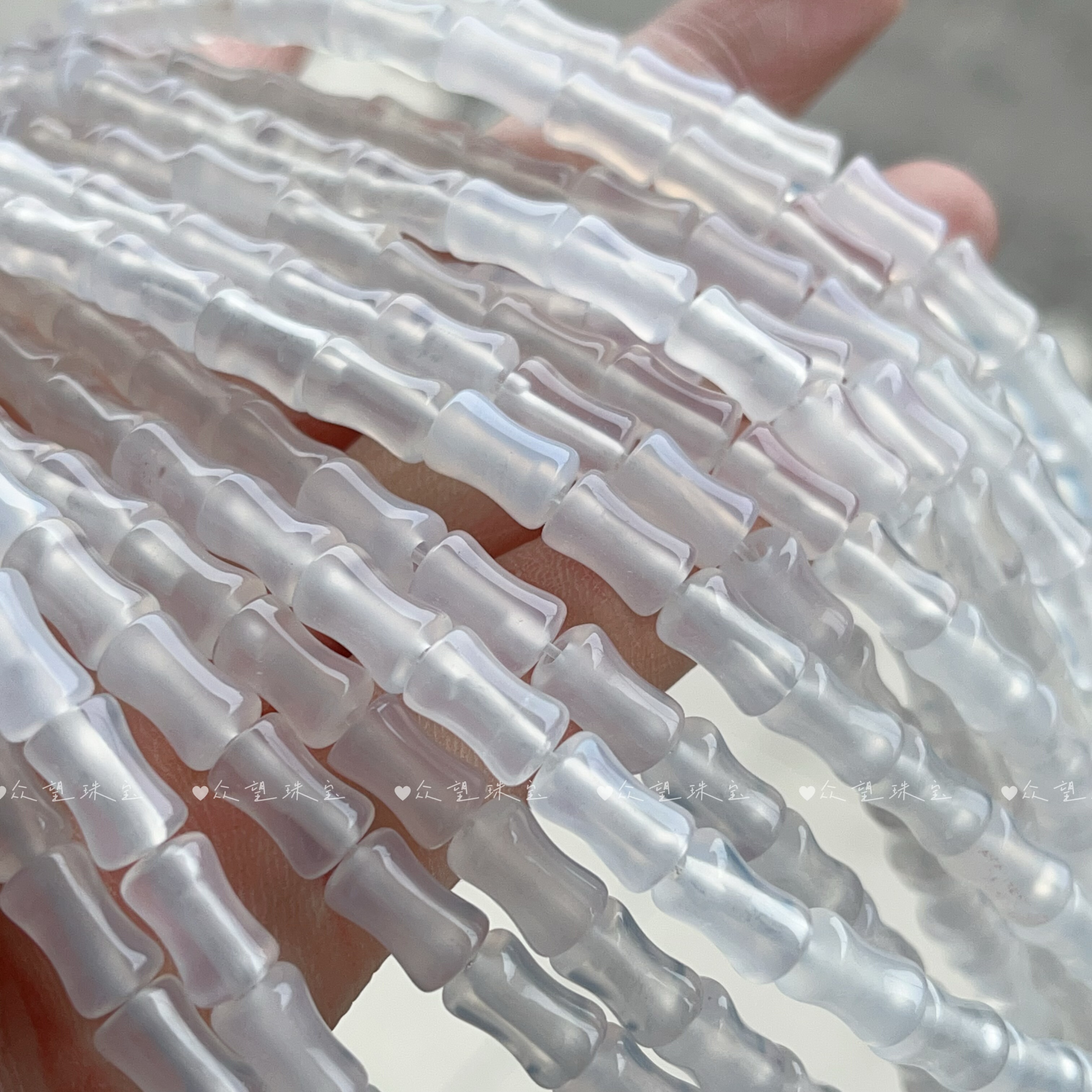 6*9mm天然白玛瑙竹节珠玉石散珠子diy手工串珠手链项链配件材料