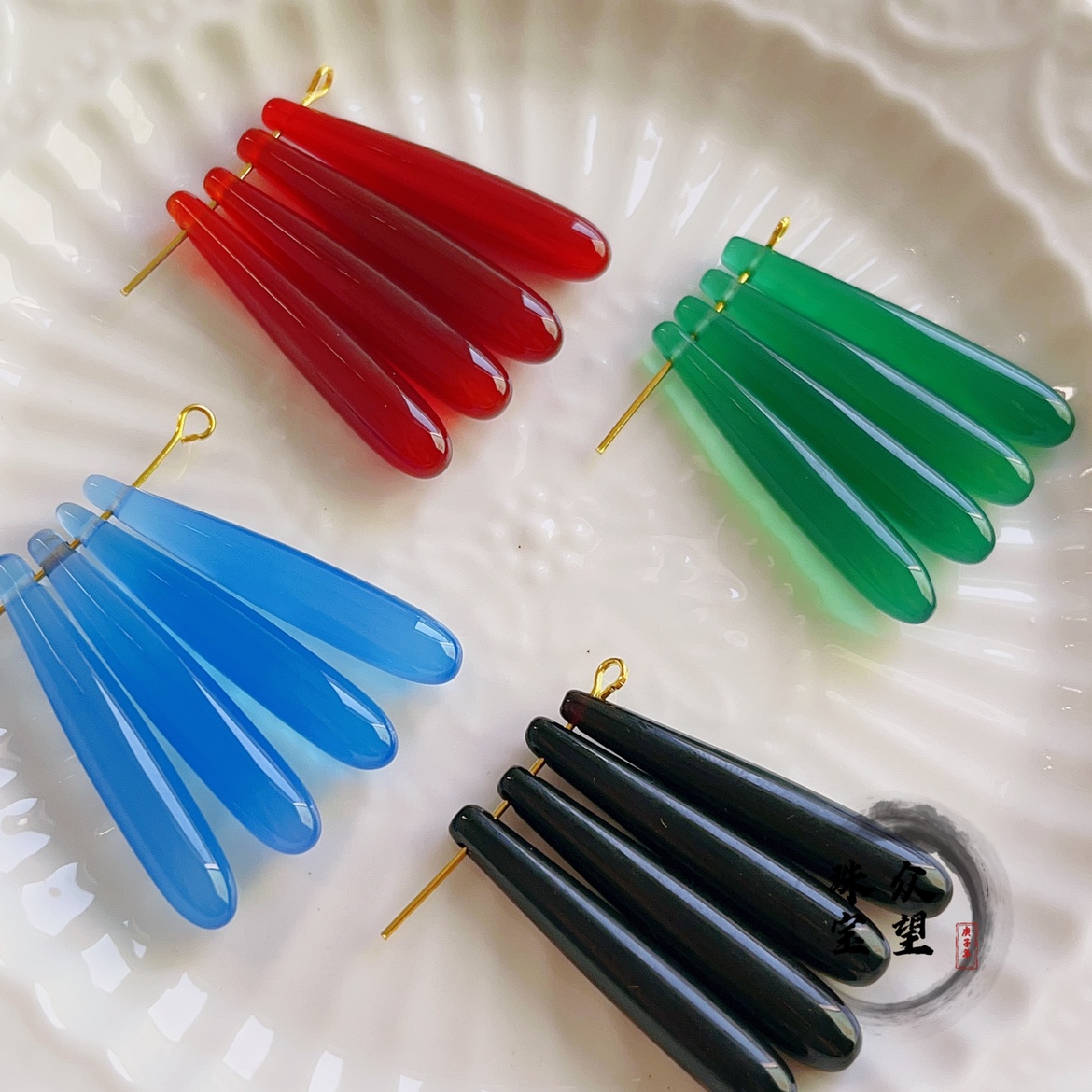 6*35mm天然玛瑙水滴 玛瑙葡萄色长水滴玉石簪头侧孔耳环吊坠diy