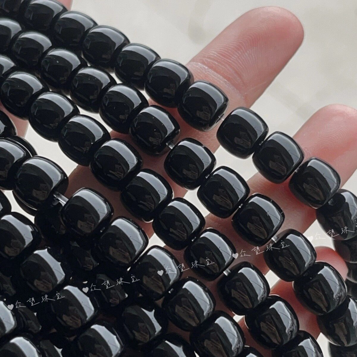 天然黑玛瑙老型珠 黑玛瑙苹果珠手工串珠diy手链项链配饰配件