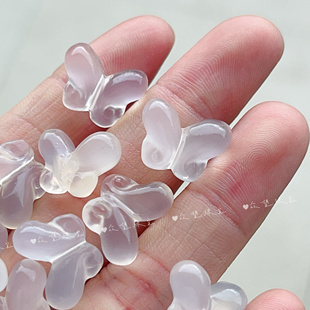 天然白玛瑙蝴蝶珠 10*15mm雕刻吊坠手工diy耳环手链散珠吊坠