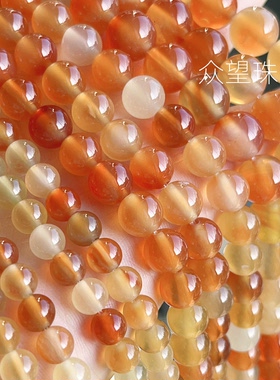 新品 天然玛瑙材质 金桔柠檬色玛瑙散珠串珠diy手链耳环配件项链