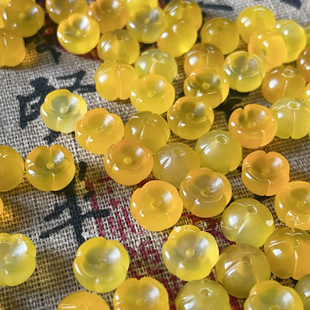 10x7mm天然黄玛瑙桂花通孔吊坠 DIY手链项链耳环配饰