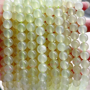 纯天然岫玉散珠 新山玉散珠浅绿色珠子DIY饰品配件