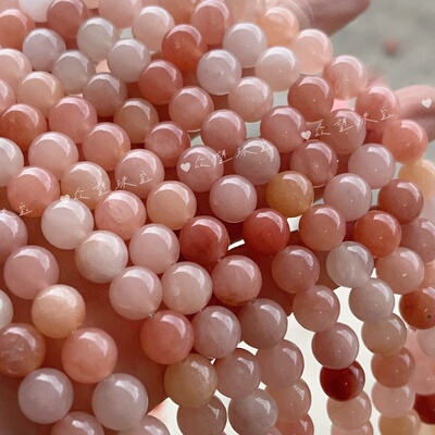 天然桃花酿玉石散珠 手串圆珠手工diy饰品配件串肉粉珠子