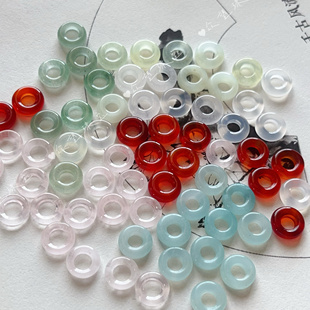 8mm迷你天然白玉粉晶东陵水泡圈玛瑙圈圈耳环流苏diy饰品配件材料