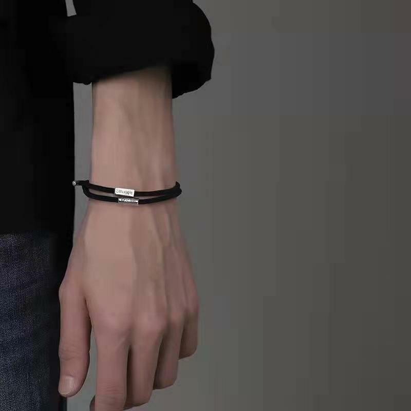 新款励志字母双绳编织手环潮流个