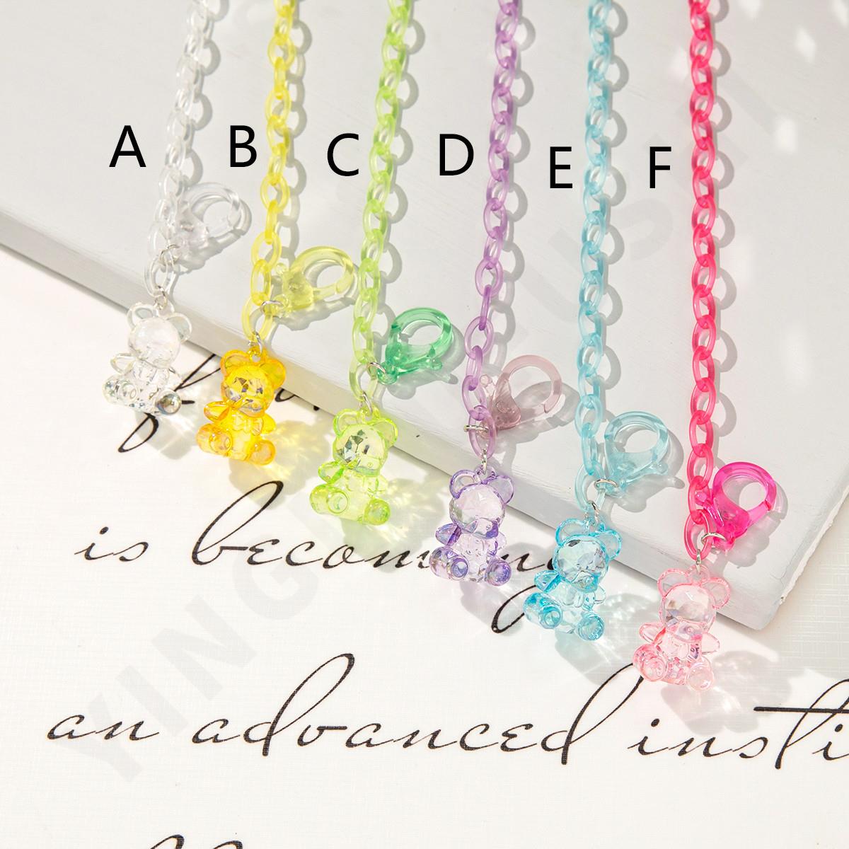 欧美流行彩色小熊亚克力眼镜链条