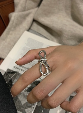 复古个性创意编织蝴蝶结链条戒指