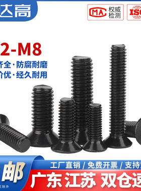 304不锈钢黑色十字沉头螺丝钉平头螺栓机丝小螺钉M2.5/M3M4M5M6M8