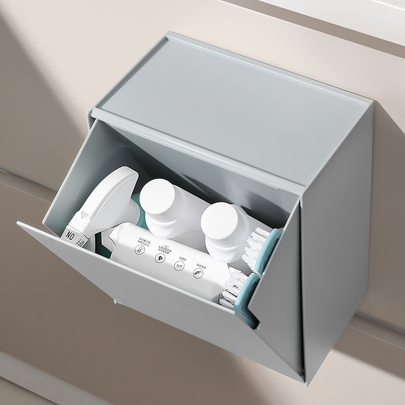 浴室壁挂收纳盒大容量整理防尘杂物盒厕所免打孔翻盖墙上置物架,收纳整理,桌面收纳盒,淘宝优惠券,粉丝福利购,淘宝优惠卷