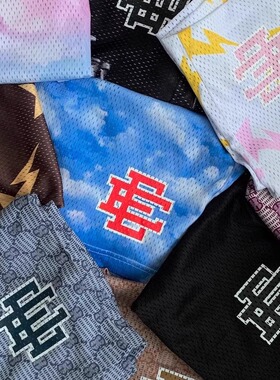 美式潮Ericemanuel EE print shorts 印花logo运动裤网眼抽绳短裤