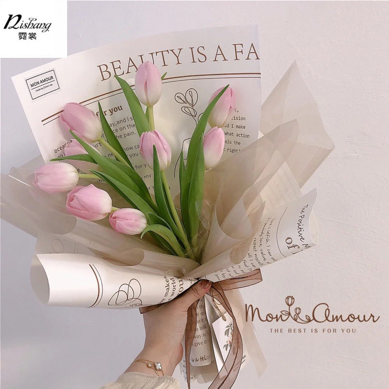 ins风艺术纸英文报纸花束包花纸韩国牛皮纸鲜花包装纸防水礼物纸