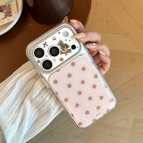 壳乙 可爱风小熊波点苹果17pro 手机壳iphone16透明14全包15适用韩