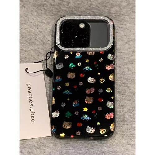 壳乙 鎏金插画草莓蛋糕可爱Kitty适用iPhone17promax苹果16手机壳1