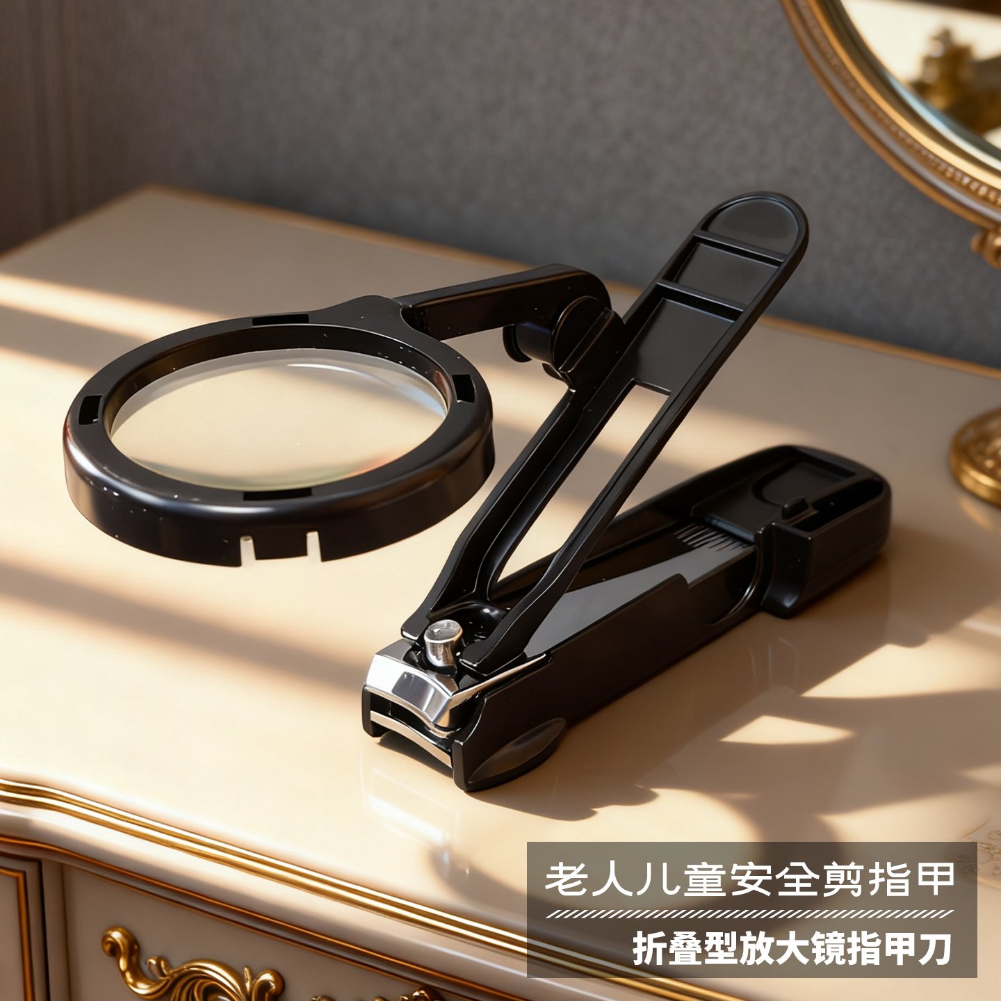指甲刀2.5倍放大镜镜片高清背部折叠便携小巧袖珍指甲钳多功能