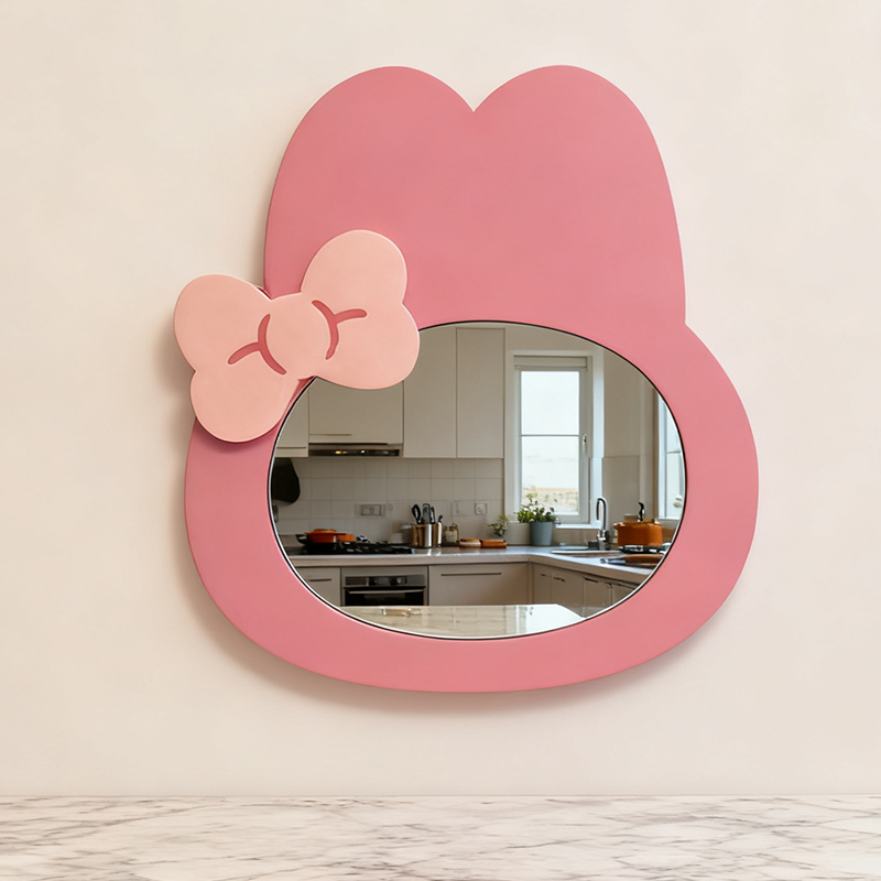 美乐蒂镜子 美式可爱浴室镜壁挂艺术感造型化妆镜ins风装饰镜异形