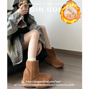 厚底美拉德风雪地靴女款冬季中筒2023新款韩版大头丑萌百搭短靴潮