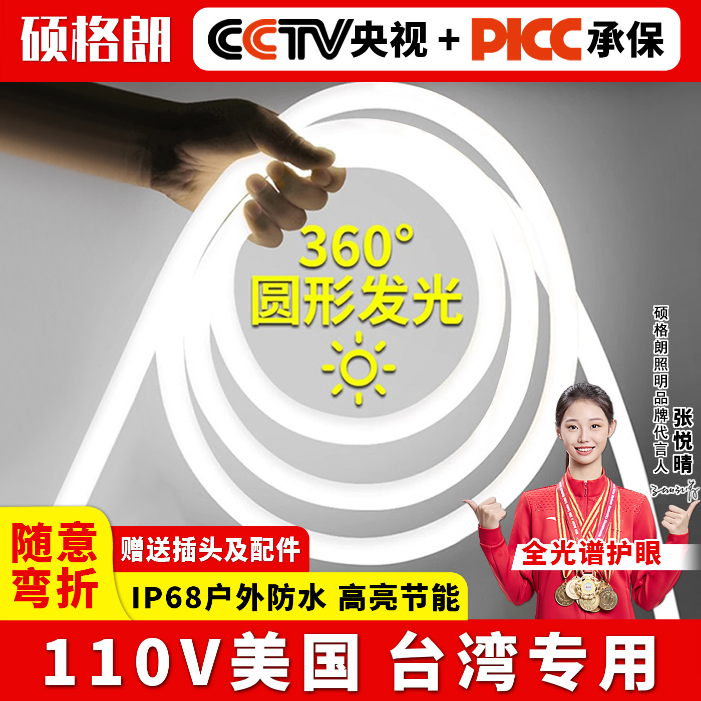 led霓虹柔性圆形360度110V软灯带户外防水广告超亮线条灯工程亮化