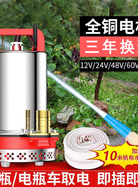 电动电瓶车专用48V60V72V直流潜水泵家用农用浇菜灌溉自吸抽水泵