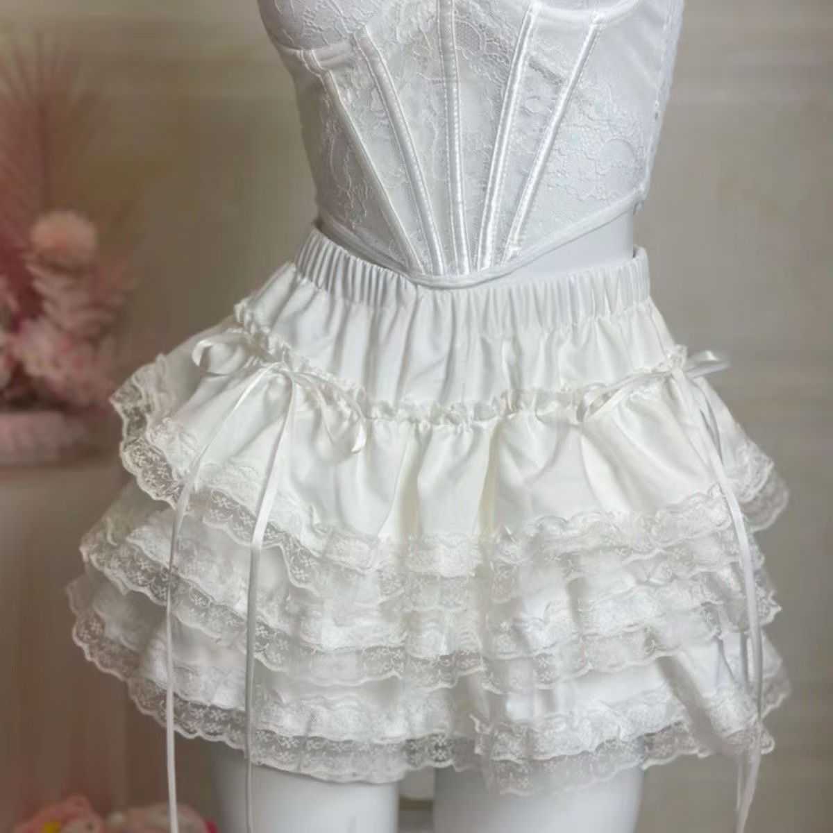 水手服专用夏季白色蕾丝蓬蓬裙撑
