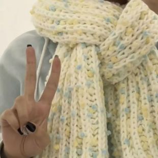 冬季 彩色冰条线粗毛线彩虹糖渐变围巾手工diy毛线编织女生送男友