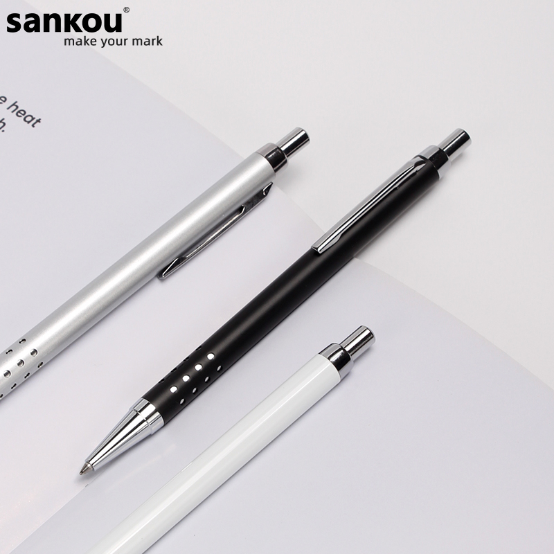 三口防滑笔握金属中性笔按动式