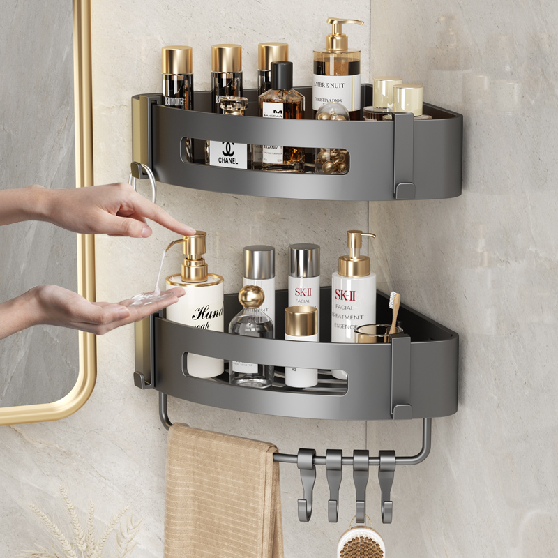 厕所壁挂式304不锈钢三角置物架