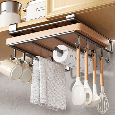 厨房置物架不锈钢菜板放置架橱柜下挂架锅盖架案板砧板悬挂收纳架