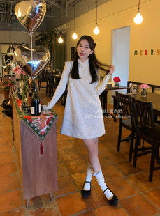 百搭背心裙女 连衣裙法式 爱西里新中式 盘扣高级感重工亮片拼接无袖