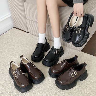 2025冬季新款深口单鞋圆头人造长毛绒深口中跟(3-5cm)橡胶