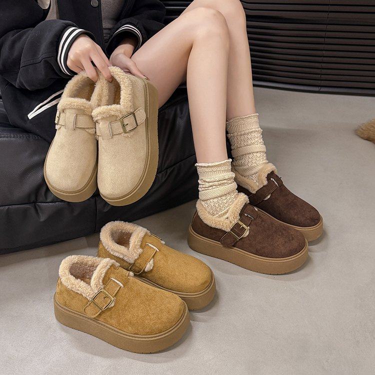 2025冬季新款深口单鞋卡棕平跟圆头中跟(3-5cm)一脚蹬,女鞋,深口单鞋,淘宝优惠券,粉丝福利购,淘宝优惠卷