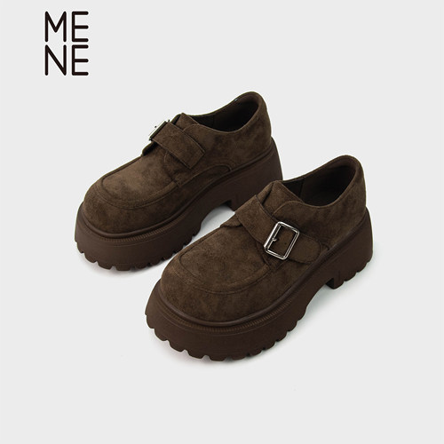 MENE女鞋厚底乐福鞋增高黑色