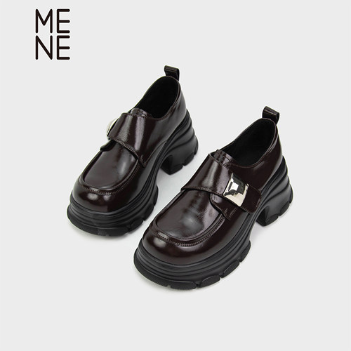 MENE英伦风厚底薄绒乐福鞋