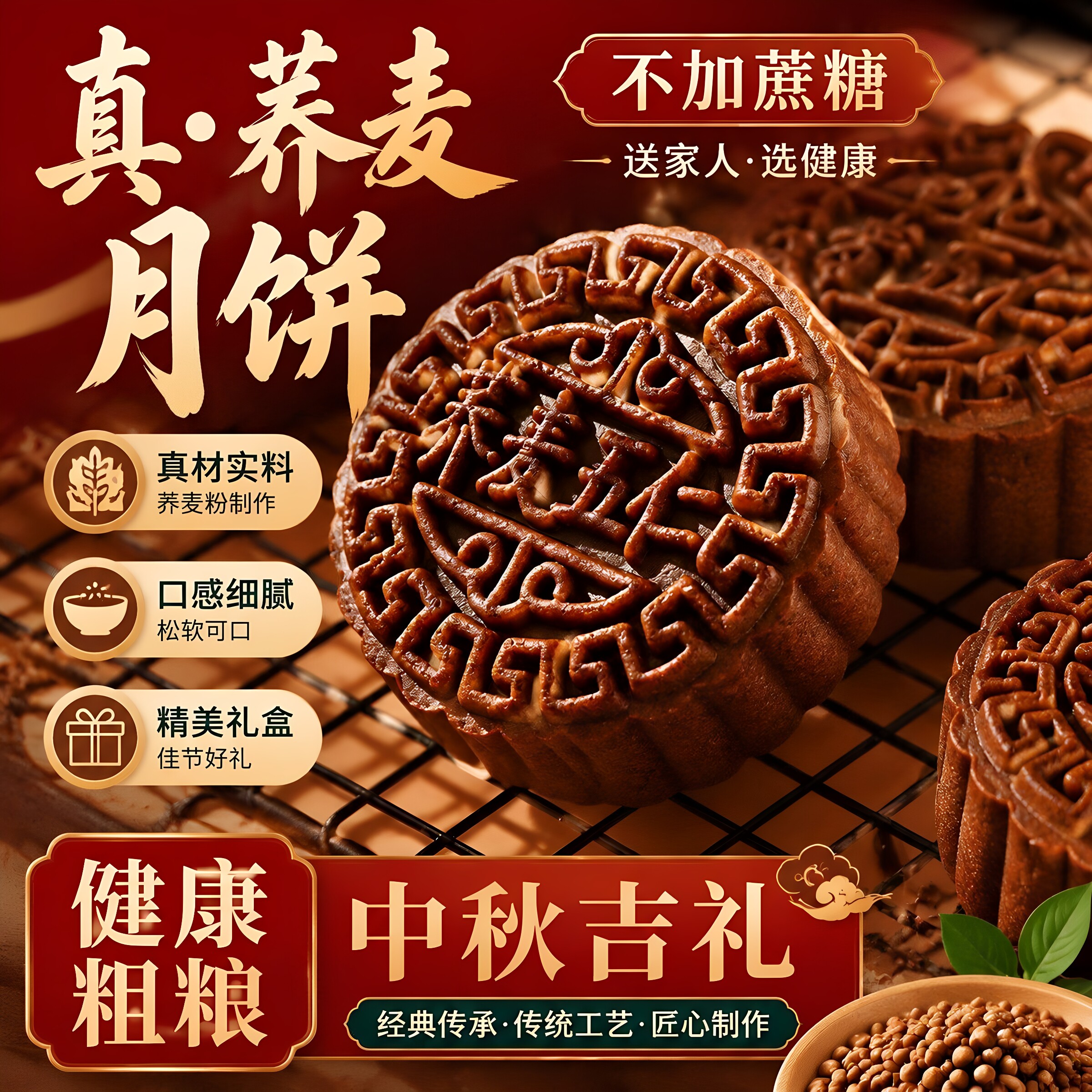 无加蔗糖荞麦广式五仁月饼