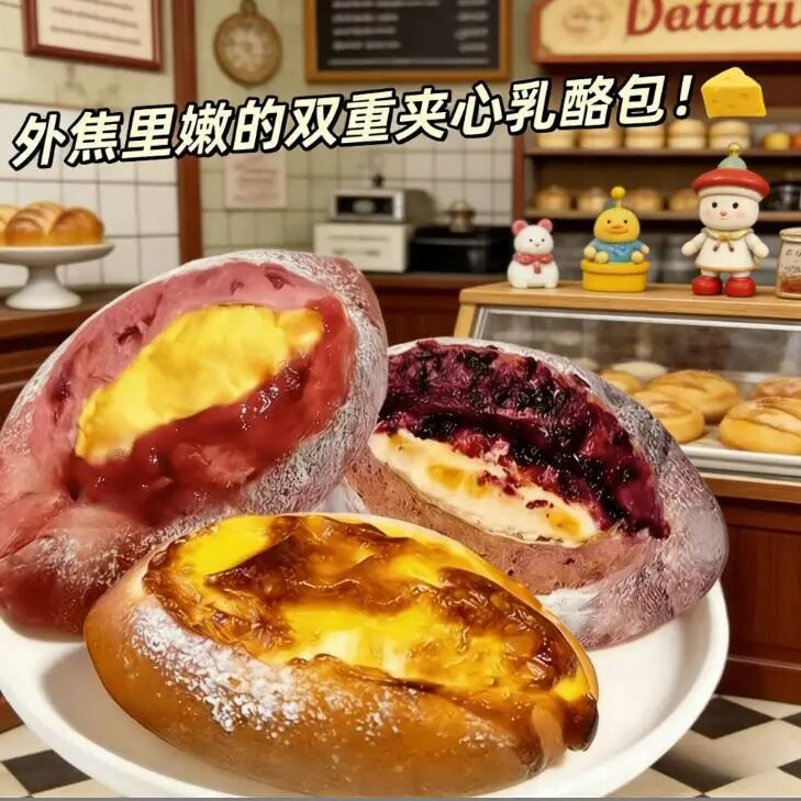 岩烧乳酪蛋挞夹心欧包早餐代餐