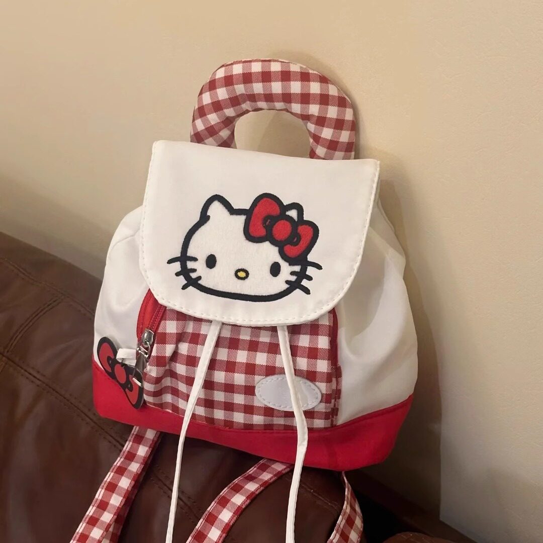 可爱卡通红格子Kitty猫相机包富士xs20xt50佳能r50双肩背包收纳包