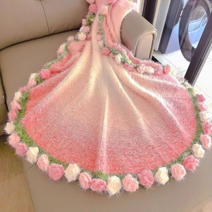 玫瑰花毯子手工成品礼袋礼盒钩织编织花束毯子送人网红创意礼物