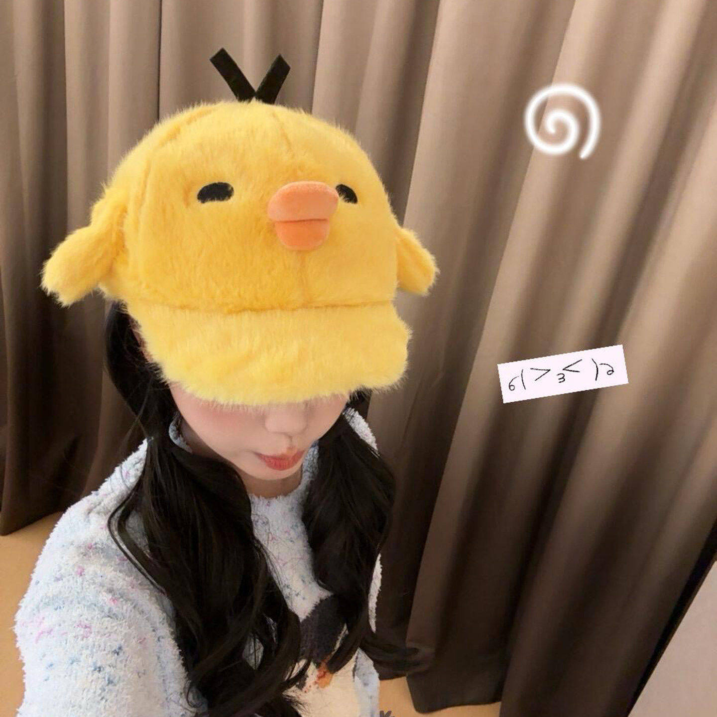新款鼻孔小鸡黄色小鸡棒球帽女秋冬季可爱毛绒保暖鸭舌帽子显脸小